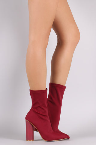 Faux Fur Round Toe Lug Sole Mid Calf Boots