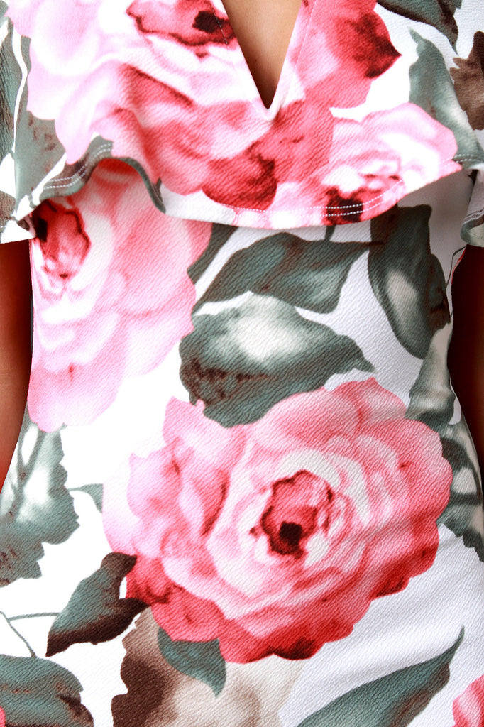 Rose Garden Off The Shoulder V-Wire Inset Dress