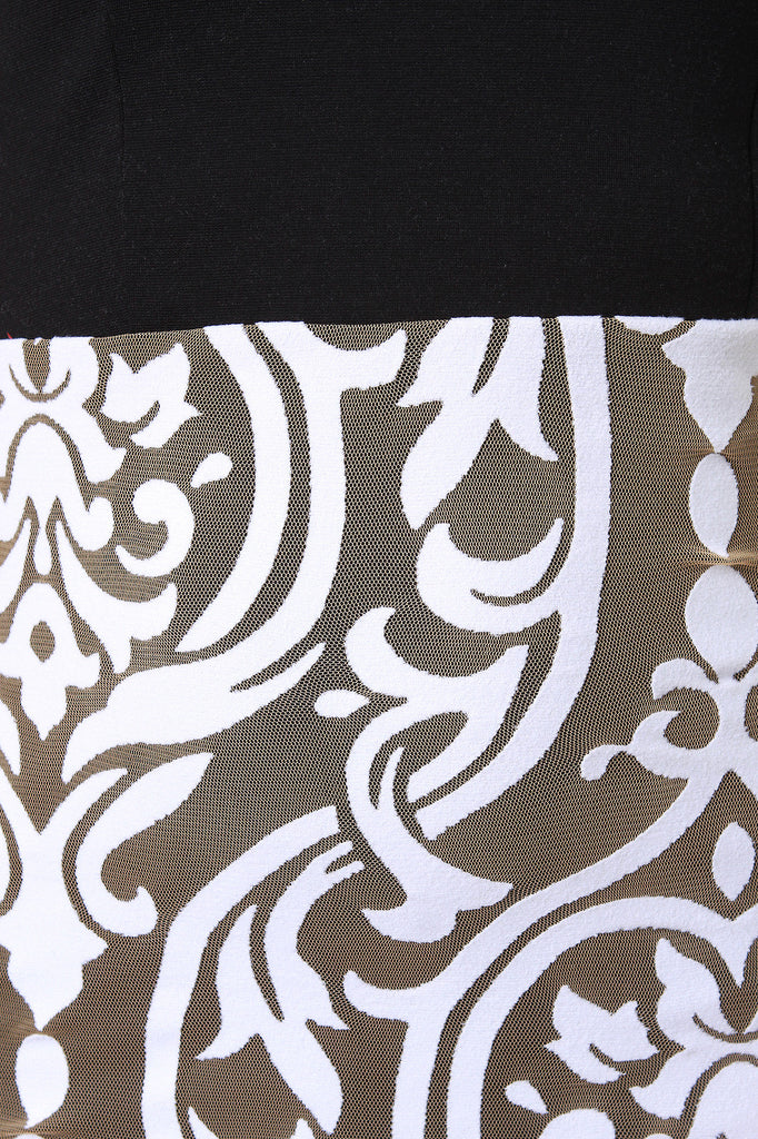 Mock Neck Sheer Skirt Bodycon Dress