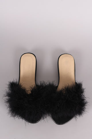 Faux Fur Round Toe Lug Sole Mid Calf Boots