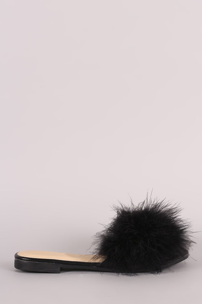 Fur Open Toe Slide Sandal