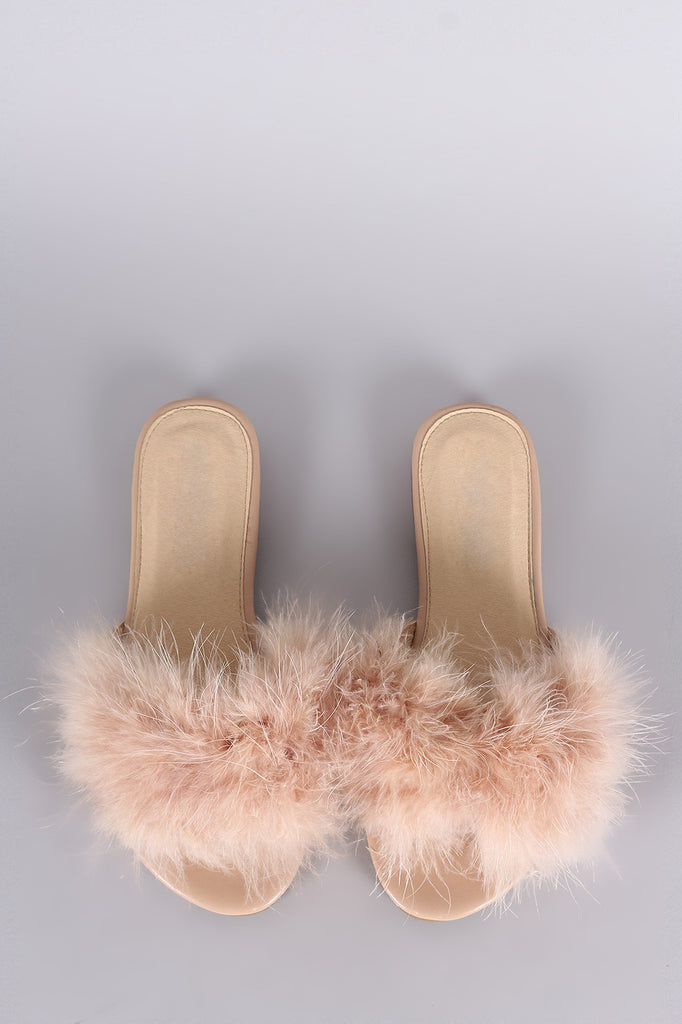 Fur Open Toe Slide Sandal