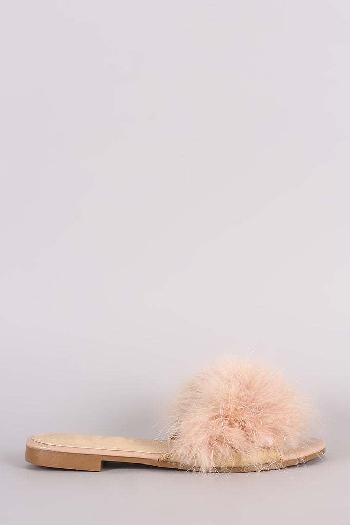 Fur Open Toe Slide Sandal