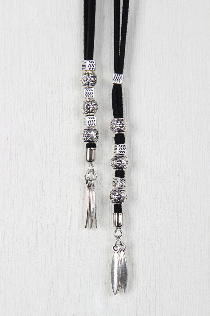 Vegan Suede Multi Layer Necklace Set