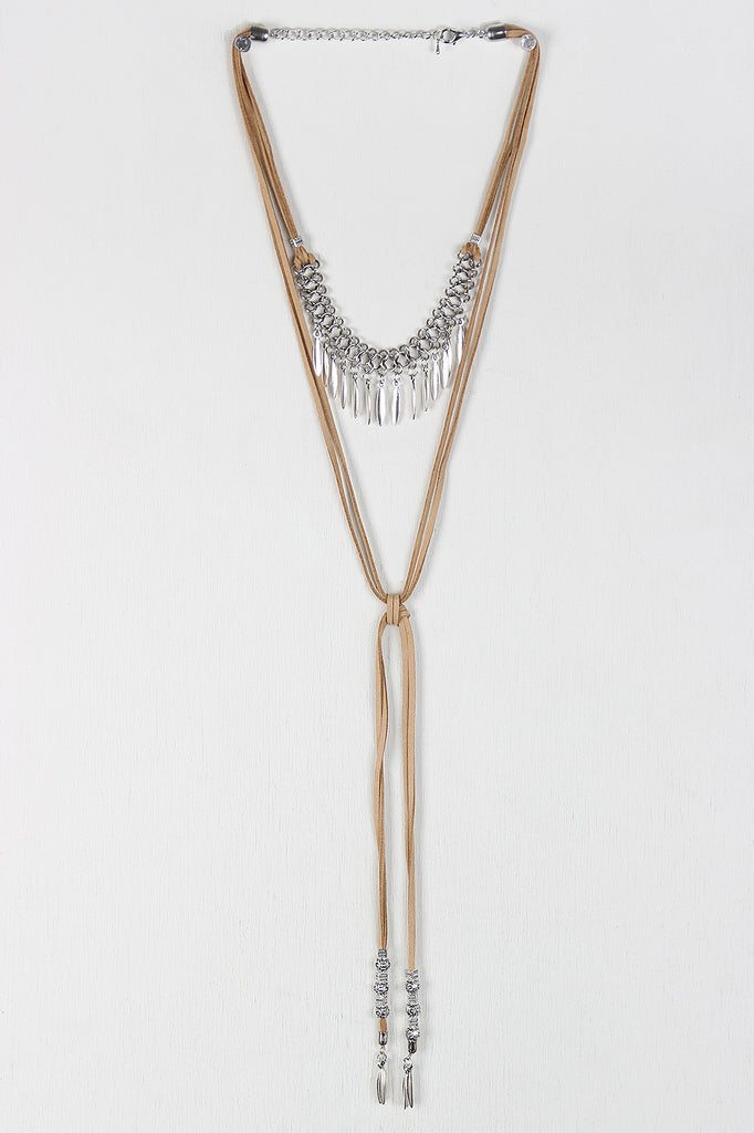 Vegan Suede Multi Layer Necklace Set