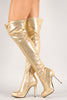 Metallic Almond Toe Stiletto Thigh High Boot