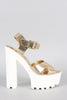 Dollhouse Metallic Cross Straps Platform Heel