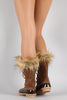 Faux Fur Cuff Lace Up Duck Mid Calf Boots