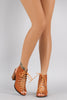 Corset Lace Up Peep Toe Mule Chunky Heel