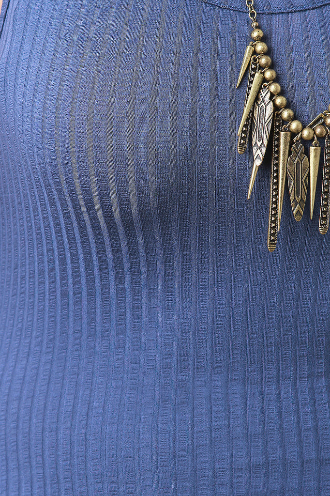 Knit Cinched Sleeveless Bodycon Midi Dress