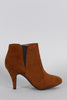 Bamboo Suede Elastic Gore Almond Toe Heeled Booties