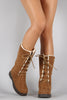Bamboo Suede Lace Up Flat Snow Boots