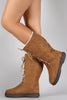 Bamboo Suede Lace Up Flat Snow Boots