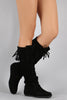 Lace Up Fringe Cuff Vegan Suede Moccasin Boots