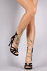 Liliana Scalloped Caged Gold Rope Lace-Up Open Toe Heels