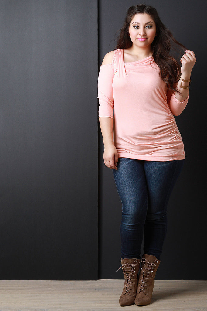 Asymmetrical Three Quarter Sleeves Top