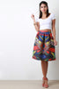 Geo Print Scuba Box Pleated A-Line Skirt