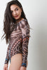 Abstract Print High Neck Long Sleeve Bodysuit