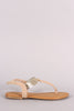 Bamboo T Strap Cuff Flat Sandal