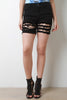Distressed Mid Rise Denim Shorts