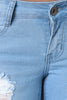 Light Wash Distressed Capri Jeans