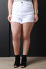 High Waisted Frayed Hem Denim Shorts
