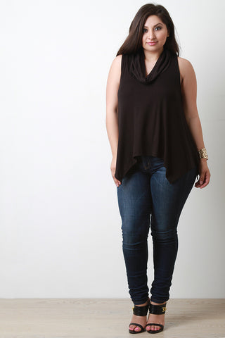 Cowl Neck Shark Bite Hem Top