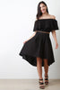 High Waist Tie High Low Hem Skirt