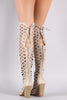 Diamond Cutout Back Lace-Up Chunky Heeled Boots