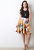 High Waist Floral Print Neoprene Skirt