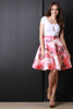 High Waist Floral Print Neoprene Skirt