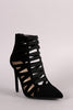 Anne Michelle Pointy Toe Elastic Strap Caged Pump