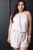 Keyhole Back Lace Trim Sleeveless Romper