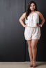 Keyhole Back Lace Trim Sleeveless Romper