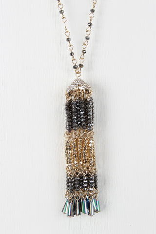 Beaded Tassel Pendant Necklace