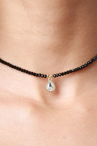 Beaded Tear Drop Choker Necklace