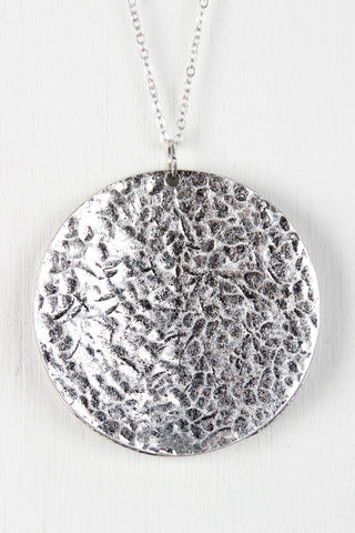 Full Moon Metal Disc Pendant Necklace