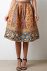 Floral Suede Pleated A-Line Midi Skirt