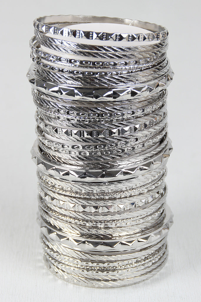 Studs And Textured Multi Bangle Set