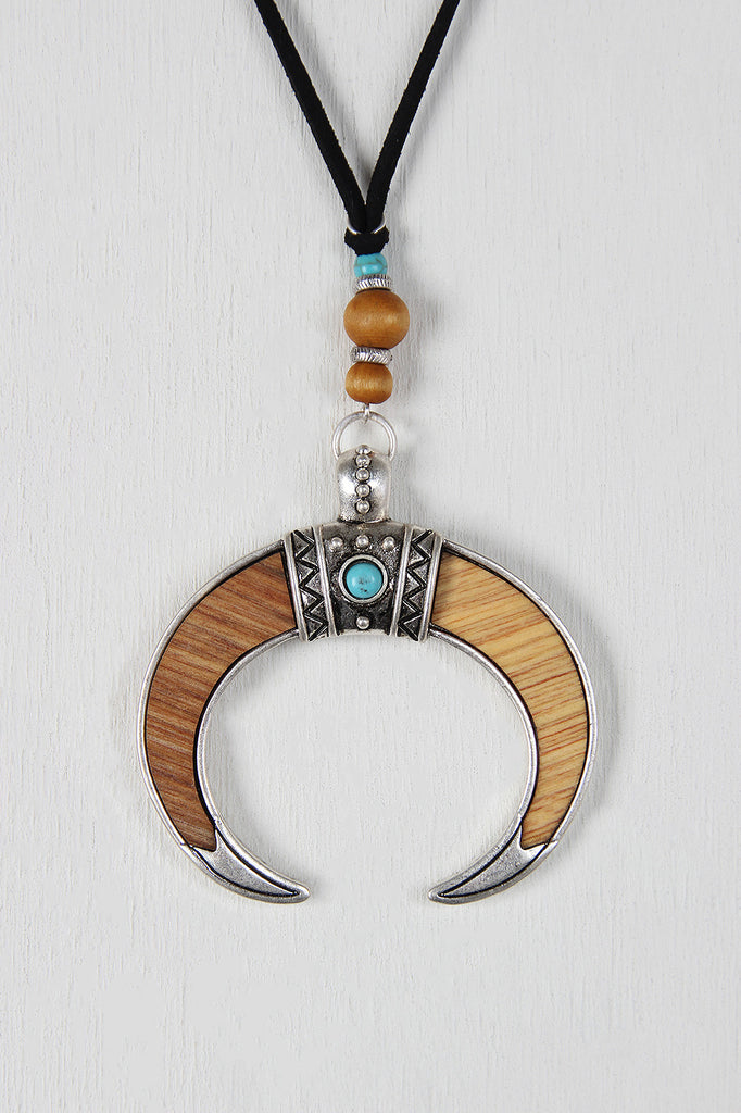 Wooden Horns Pendant Necklace