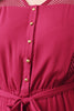Mesh Panel Button-Up Long Sleeve Dress