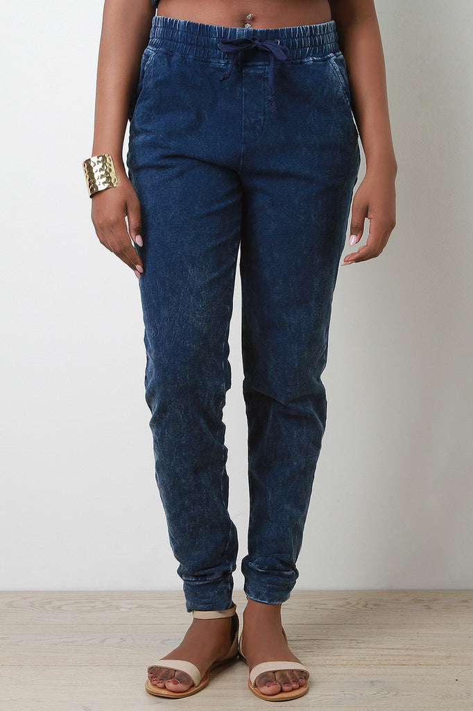 Elastic Waist Denim Jogger Pant