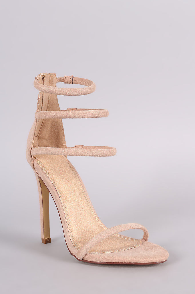 Liliana Suede Triple Ankle Strap Single Sole Heel