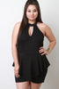Keyhole Sleeveless Peplum Romper