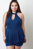 Keyhole Sleeveless Peplum Romper