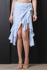 Asymmetrical Wrap Tie Ruffle Skirt