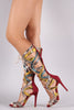 Colorful Python Strappy Lace-Up Gladiator Heel