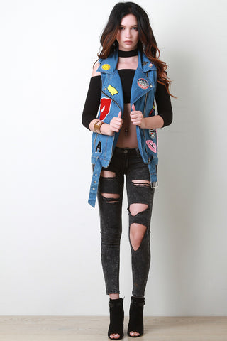 Belted Hem Patch Vest