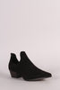 Suede Cutout Pointy Toe Western Booties