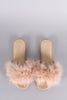 Fur Open Toe Slide Sandal